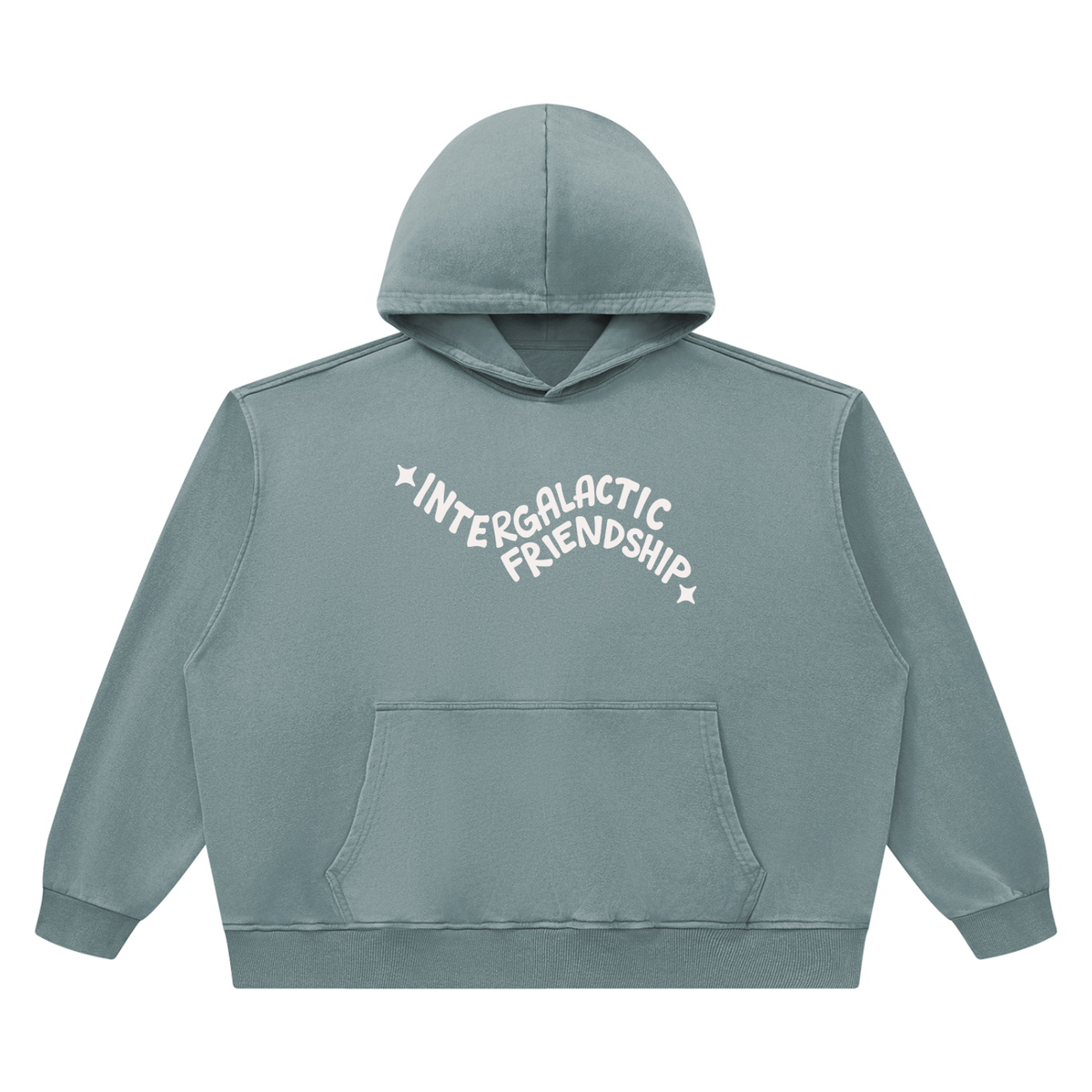 INTERGALACTIC FRIENDSHIP Unisex Heavyweight Vintage Wash Boxy Hoodie