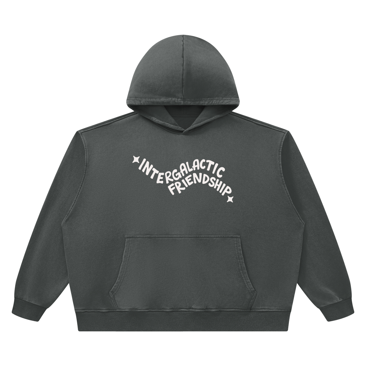 INTERGALACTIC FRIENDSHIP Unisex Heavyweight Vintage Wash Boxy Hoodie