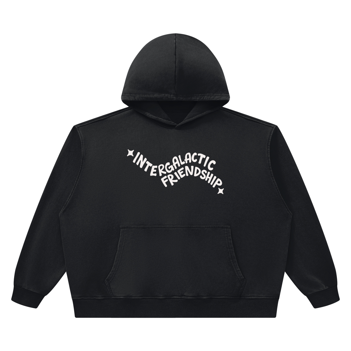 INTERGALACTIC FRIENDSHIP Unisex Heavyweight Vintage Wash Boxy Hoodie